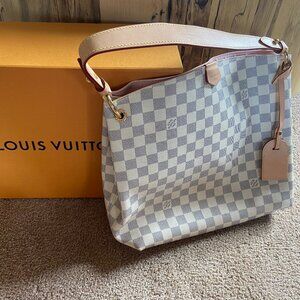 LOUIS VUITTON GRACEFUL PM DAMIER AZUR SHOULDER BAG ROSE BALLERINE WITH BOX